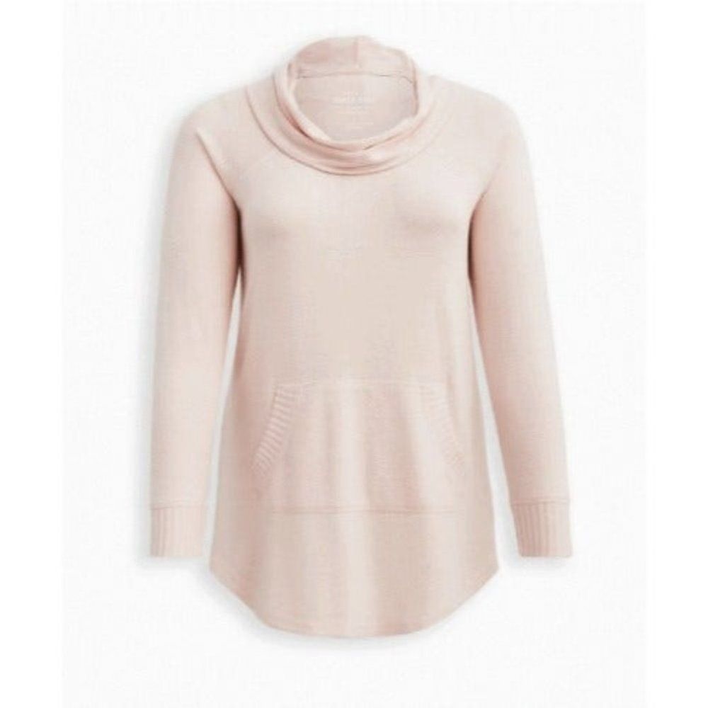 Torrid  Womens Size 4 Large Tunic Sweatshirt Super Soft Cowl Neck Pink Stretch